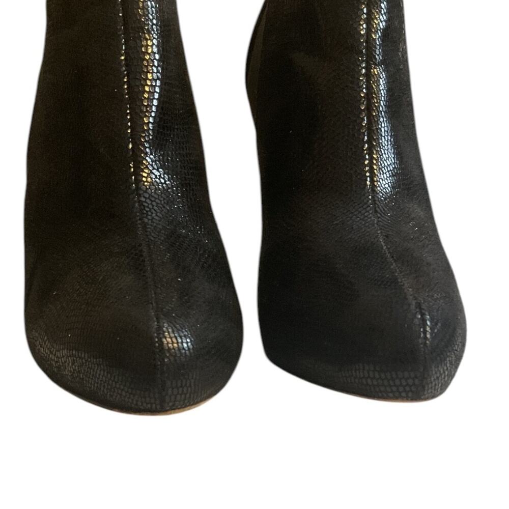 White House Black Market Black Booties 9.5M Lizard Embossed Stiletto Heel - Picture 4 of 15
